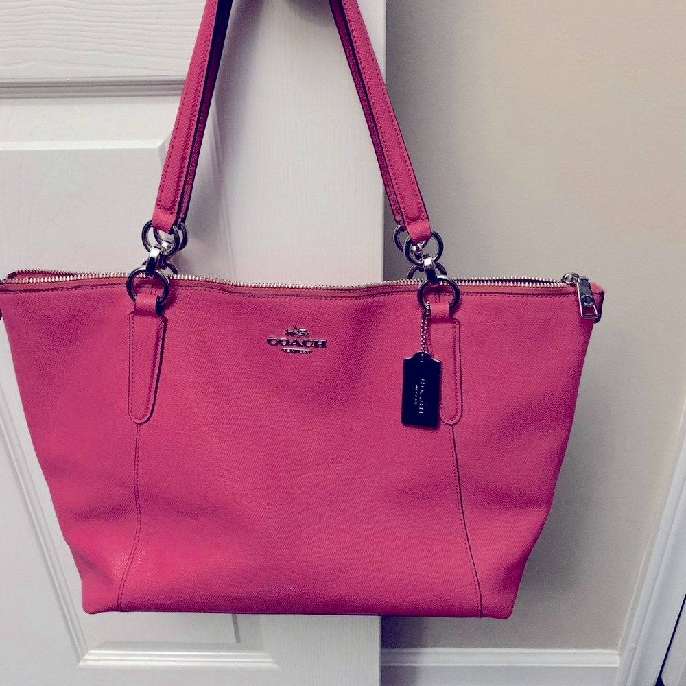 Coach-Ava Tote-Leather-Pink W/Silver Hardware